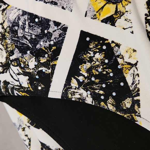 Style&Co Woman 3/4 Sleeve Silver Beaded v-neckline Knit Tunic Top 3X W-545 - Picture 4 of 7